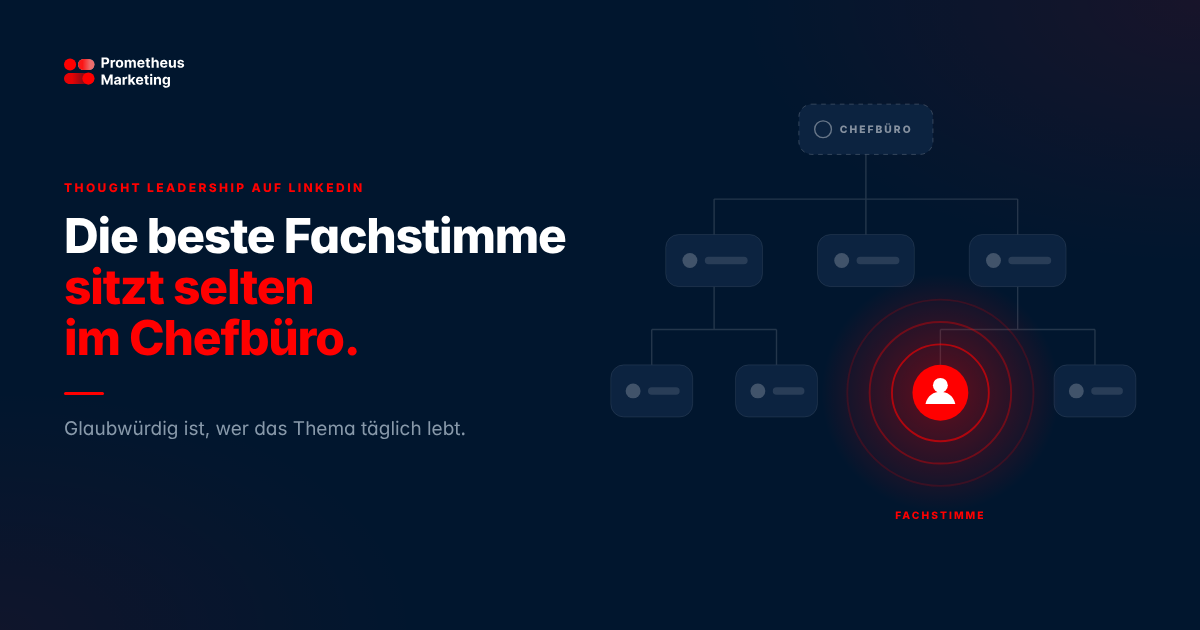 Die beste Fachstimme sitzt selten im Chefbüro. Organigramm, in dem eine Fachstimme aus dem Team hervorgehoben ist